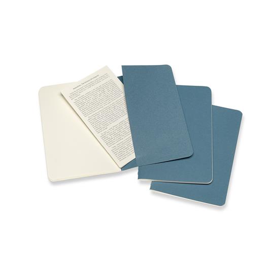 Quaderno Cahier Journal Moleskine pocket a pagine bianche azzurro. Brisk Blue. Set da 3 - 4