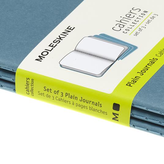 Quaderno Cahier Journal Moleskine pocket a pagine bianche azzurro. Brisk Blue. Set da 3 - 5