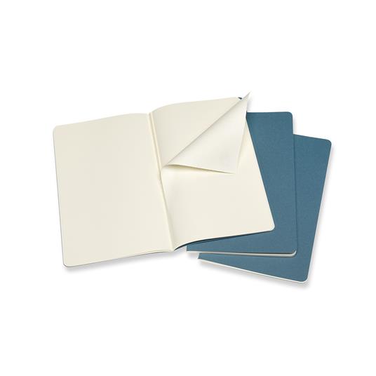 Quaderno Cahier Journal Moleskine large a pagine bianche azzurro. Brisk Blue. Set da 3 - 2