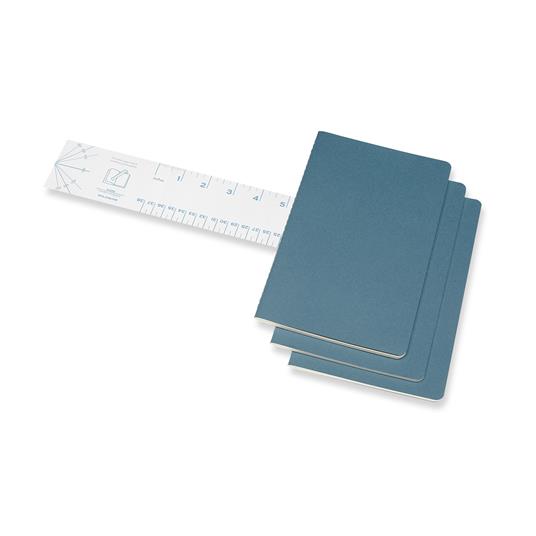 Quaderno Cahier Journal Moleskine large a pagine bianche azzurro. Brisk Blue. Set da 3 - 3
