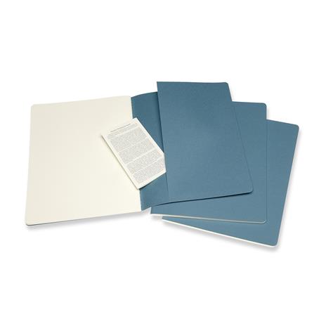 Quaderno Cahier Journal Moleskine XL a pagine bianche azzurro. Brisk Blue. Set da 3 - 4