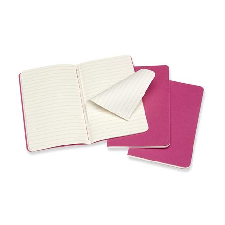 Quaderno Cahier Journal Moleskine pocket a righe rosa. Kinetic Pink. Set da 3 - 5