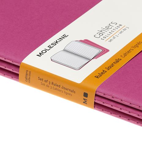 Set da 3 Quaderni Cahier Moleskine Large a pagine bianche - rosa. Kinetic Pink - 5