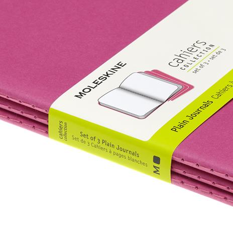 Quaderno Cahier Journal Moleskine large a pagine bianche rosa. Kinetic Pink. Set da 3 - 5