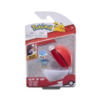 Set Personaggio Pokemon Clip ''N'' Go Piplup Con Poke Ball  Pkw2661