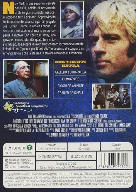 I tre giorni del Condor (DVD) di Sydney Pollack - DVD - 2