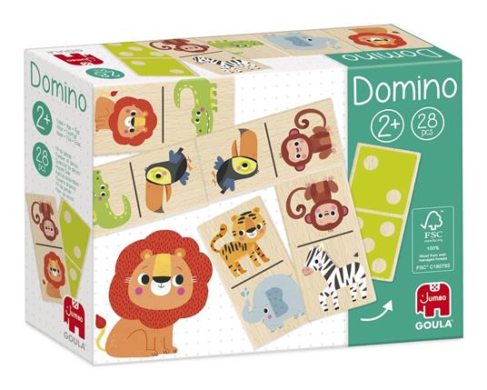 Domino in Legno degli Animali, Gioco Educativo per Asilo e Scuola Infanzia, 28 Tessere