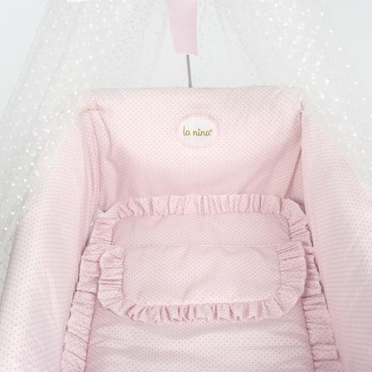 Culla Con Baldacchino Pois Rosa La Nina (65052) - 5