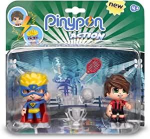 Pinypon Action - Confezione di 2 personaggi Supereroe e calciatore (Famosa 700014492), multicolore, 4 cm