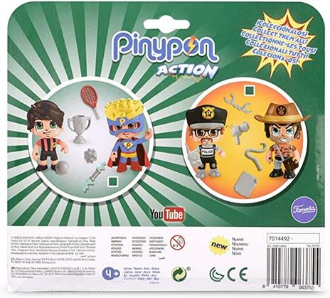 Pinypon Action - Confezione di 2 personaggi Supereroe e calciatore (Famosa 700014492), multicolore, 4 cm - 2