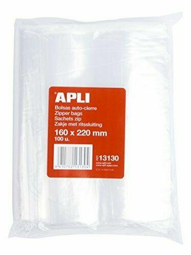 APLI - Confezione di 100 sacchetti di plastica richiudibili 160 x 220 mm -  APLI - Cartoleria e scuola