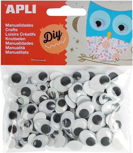 APLI 13264 - Occhi mobili adesivi, ovali, bianco/nero