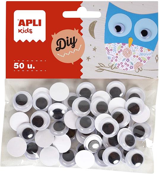 APLI 13264 - Occhi mobili adesivi, ovali, bianco/nero - 2