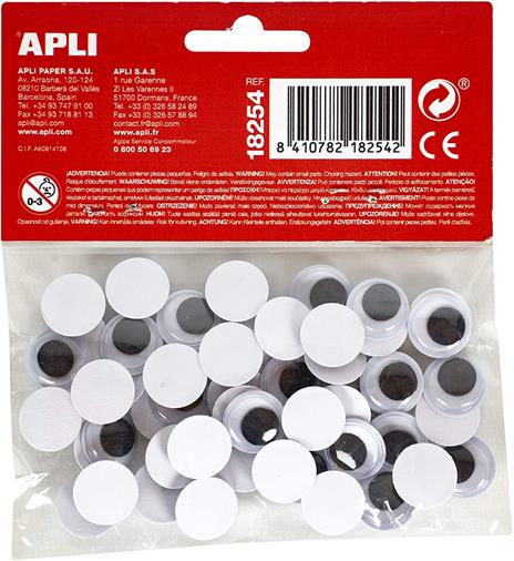 APLI 13264 - Occhi mobili adesivi, ovali, bianco/nero - 3