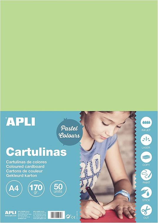 Apli - Cartoncini Colorati Set da 50 Pezzi, A4, Arancione - 5
