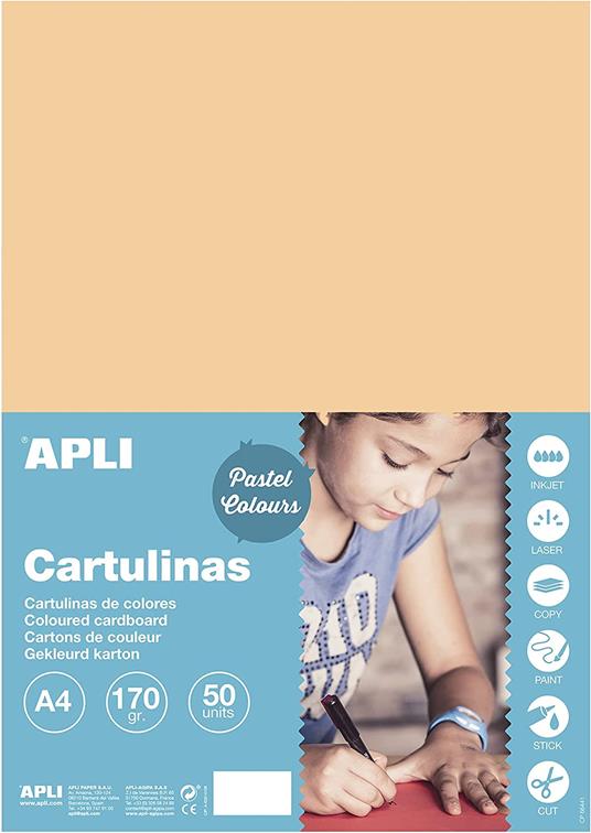 Apli - Cartoncini Colorati Set da 50 Pezzi, A4, Arancione - 6
