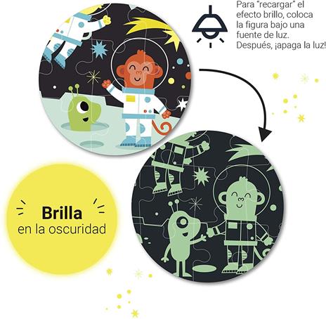 Apli kids 18813-Puzzle fluorescente Glow in the Dark-Modello Spazio-Effetto Fluo, si illumina al buio-60 pezzi dimensioni 6 x 6 cm, 18813 - 4