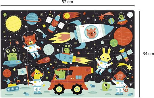 Apli kids 18813-Puzzle fluorescente Glow in the Dark-Modello Spazio-Effetto Fluo, si illumina al buio-60 pezzi dimensioni 6 x 6 cm, 18813 - 5