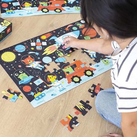 Apli kids 18813-Puzzle fluorescente Glow in the Dark-Modello Spazio-Effetto Fluo, si illumina al buio-60 pezzi dimensioni 6 x 6 cm, 18813 - 6