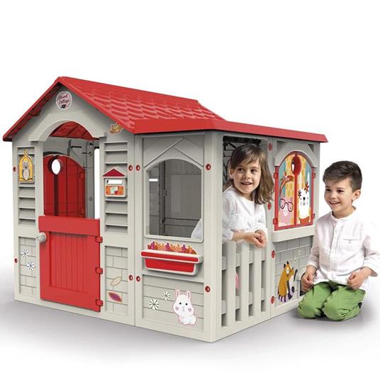 Casa Casetta Bambini Esterno Giardino Plastica con Porta e Finestre 122x103x104 - 2