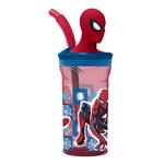 Spiderman Bicchiere con Cannuccia 3D Tritan ml. 360