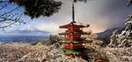 3000 Monte Fuji E Pagoda Chureito. Panorama