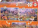 Educ Animali selvatici Panoramico 2 puzzle per bambini da 100 pezzi, a partire dai 6 anni (18606)