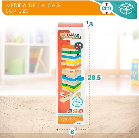 Torre dei Blocchi in Legno - Gioco da Tavolo Classico - 5