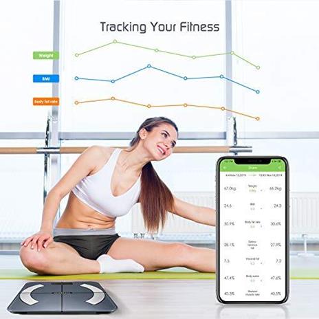 Vidoelettronica® Bilancia Pesapersone Massa Muscolare Professionale Bilancia Impedenziometrica Bluetooth Bilancia Pesa Persona Digitale con App Massa Grassa Massa Ossea BMI Misura Peso Corporeo 