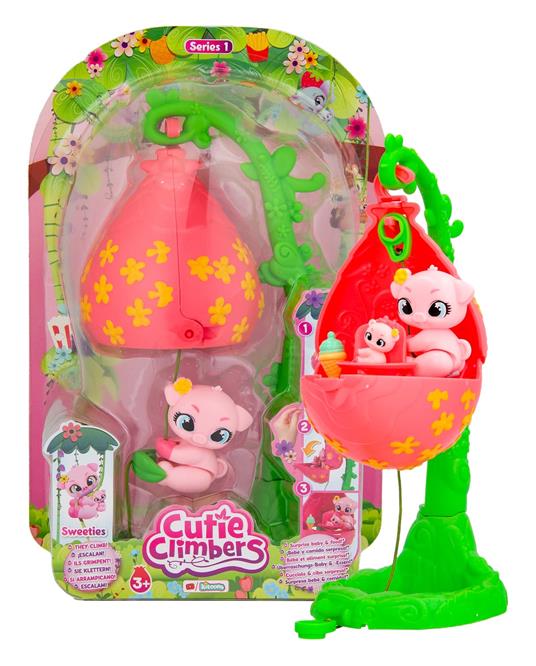 Personaggio Cutie Climbers Serie 1 Sweeties Con Casetta Fiore, Cucciolo E Cibo A Sorpresa Imc Toys 909069