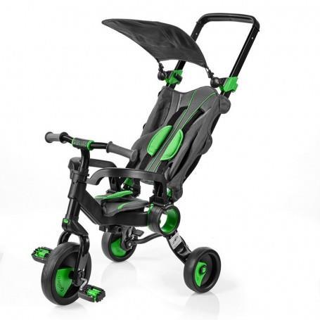 Triciclo 4 In 1 Galileo Verde Evolutivo Reclinabile Con Capottina E Manico Parentale Tms 50514