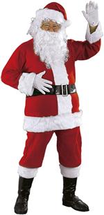 Rubies: Santa Claus - Costume Babbo Natale Deluxe Adulto (Giacca, Pantalone Con Tasche, Cintura Con Fibbia, Cappello, Barba E Baffi, Copriscarpe E Gua