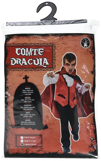 Rubies: Vampires - Costume Il Conte Dracula Bambino (Camicia Con Giacche, Gilet, Mantella E Pantaloni Di Satin Tg. L)