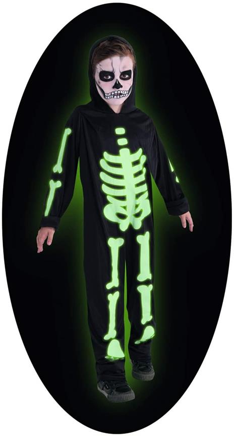 Rubies: Skeletons - Cost. Scheletro Glow In The Dark B.No (Tuta Con Ossa Fluorescenti E Cappuccio Tg. L) - 2