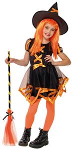 Costume Strega Alla Moda Arancione 5-6 anni (S8833-M)