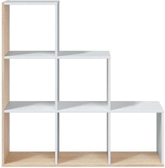 Libreria in Legno a 6 Scomparti 110x108x28cm Bianco - 2