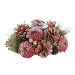 Portacandele DKD Home Decor Rosso Verde Vetro (18 x 18 x 9 cm)