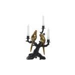 Candelabro DKD Home Decor Nero Dorato Resina Pappagallo (22,5 x 13 x 29,5 cm)