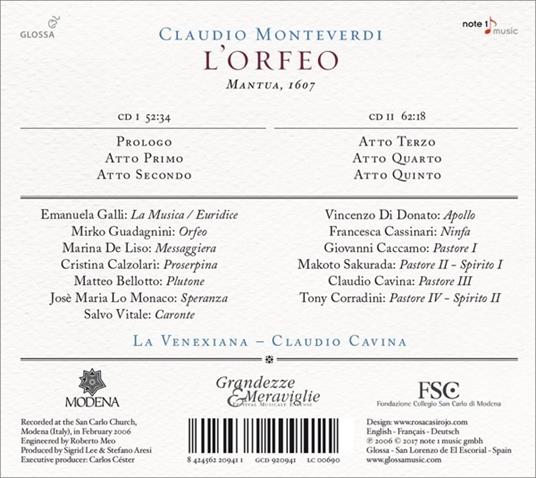 L'orfeo - CD Audio di Claudio Monteverdi - 2