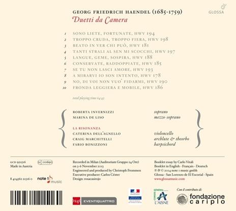 Duetti da Camera - CD Audio di Georg Friedrich Händel - 2