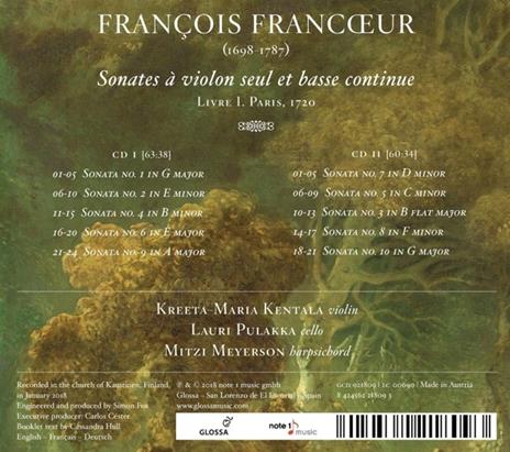 Sonates A Violon Seul Et Basse Continue - CD Audio di François Francoeur - 2