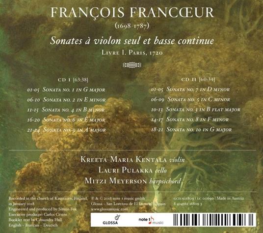 Sonates A Violon Seul Et Basse Continue - CD Audio di François Francoeur - 2