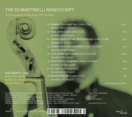 Di Martinelli Manuscript - CD Audio di Eva Saladin - 2