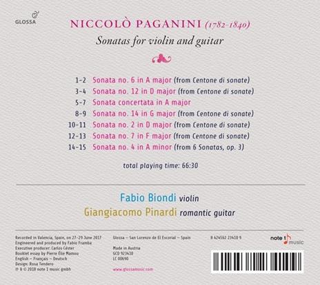 Sonate per violino e chitarra - CD Audio di Niccolò Paganini - 2