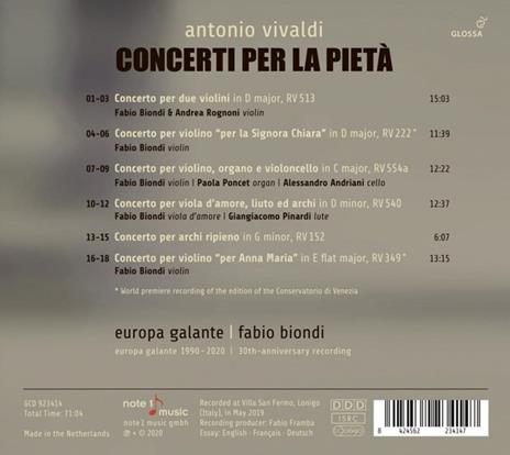 Concerti Per La Pietà - CD Audio di Antonio Vivaldi,Fabio Biondi,Europa Galante - 2