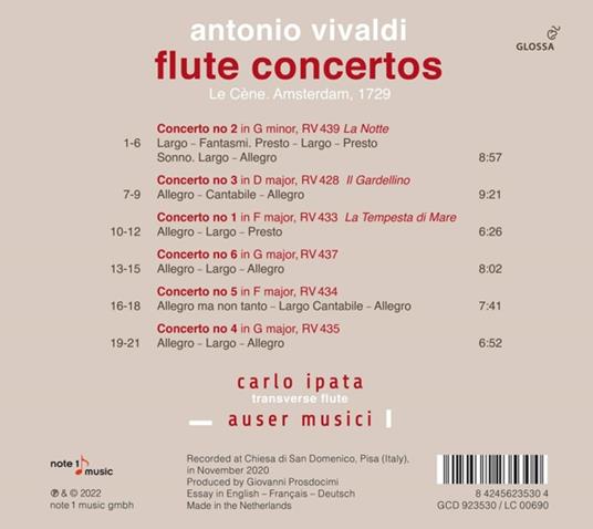 Vivaldi Flute Concertos 1-6 - CD Audio di Antonio Vivaldi,Carlo Ipata - 2