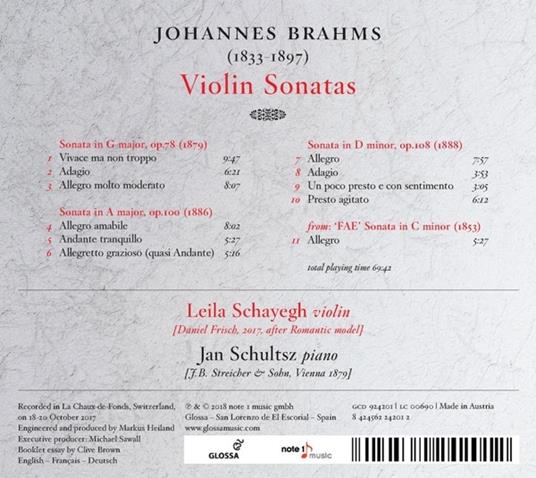 Sonate per violino - CD Audio di Johannes Brahms - 2