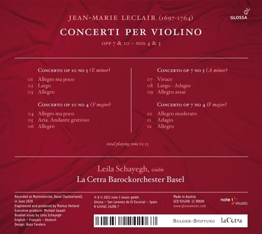 Concerti Per Violino - CD Audio di Jean-Marie Leclair,Leila Schayegh - 2