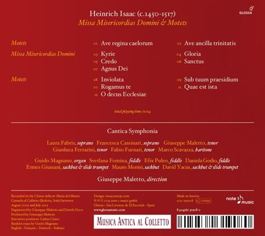 Missa Misericordias Domin - CD Audio di Heinrich Isaac - 2