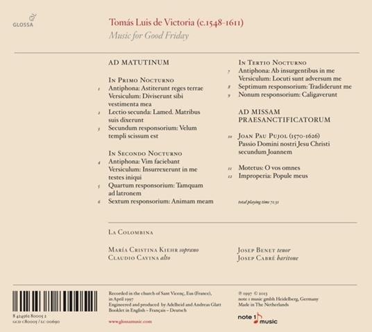 Office du Vendredi Saint - CD Audio di Tomas Luis De Victoria - 2